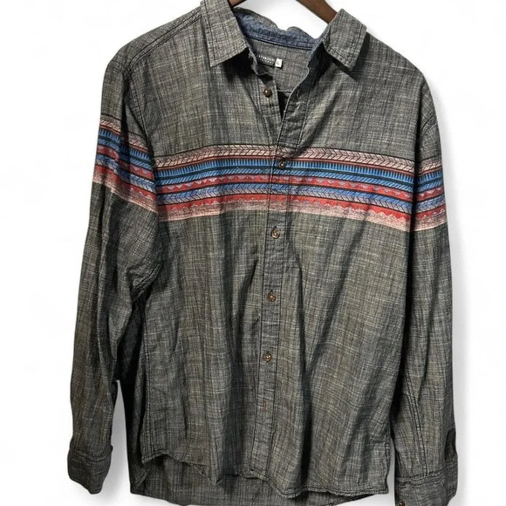 MENS EARTHBOUND 100%‎ COTTON BUTTON UP GREY SIZE XL